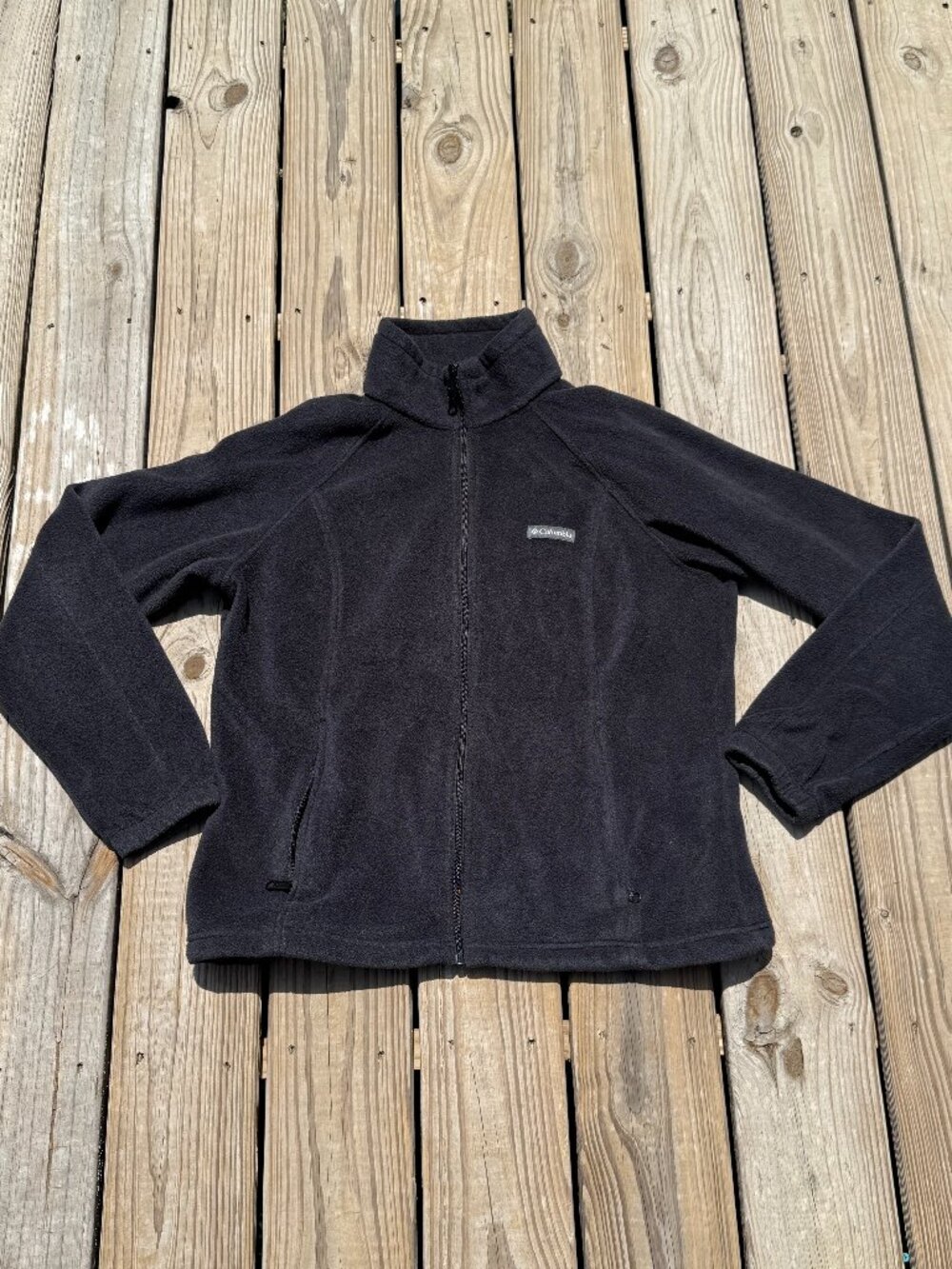 Columbia Fleece Jacket XL Black Zip Up Gorpcore Cozy Minimalist 3460